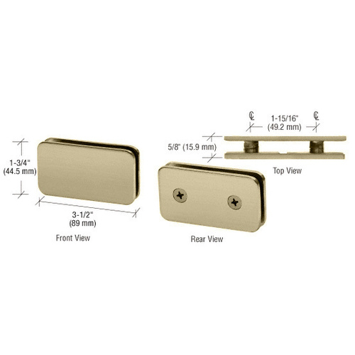 CRL GCB184SB Satin Brass 180 Degree Traditional Style Double Stud Glass Clamp