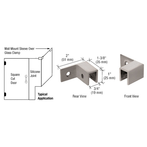 CRL S0GC37RBSC Brushed Satin Chrome Right Hand "Sleeve Over" Wall Mount Glass Clamp