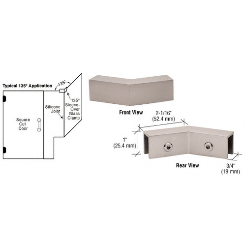 CRL S0GC135BSC Brushed Satin Chrome 135 Degree "Sleeve Over" Glass Clamp