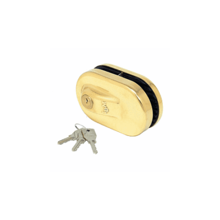 CRL 1NT686BR Brass Glass Mounted Slip-on Patch Lock for Use with 1/2" Thick Glass