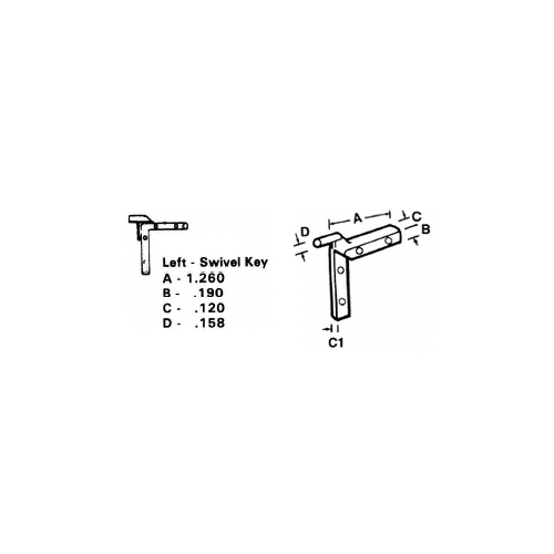 CRL 3462219 Left Nylon Swivel Key - 1.475" Leg; .120" Width - pack of 20