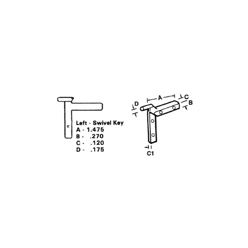 CRL 3462219 Left Nylon Swivel Key - 1.475" Leg; .120" Width - pack of 20