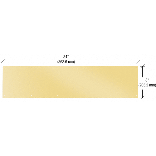 CRL 37PB 8" x 34" Polished Brass Kick Plate for 36" Doors