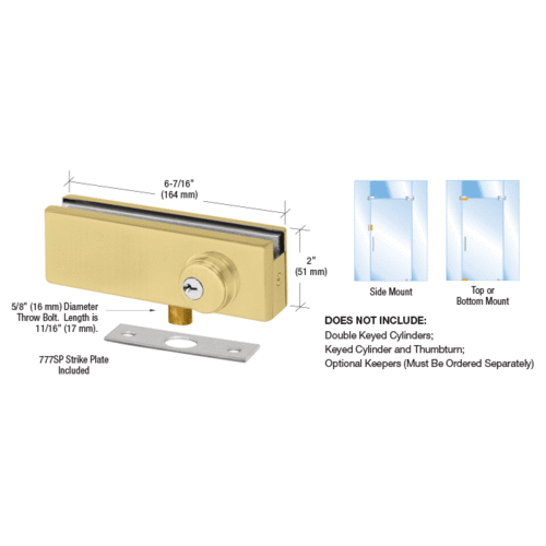 CRL AMR205BS Brushed Stainless AMR Series Patch Lock