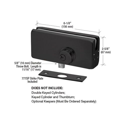 CRL AMR215A Satin Anodized AMR215 Series Patch Lock