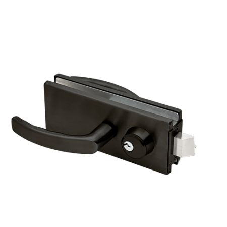 CRL AMR900DU Black Bronze Anodized Glass Mounted Latch with Lock, Thumbturn, and Lever Handles- North American