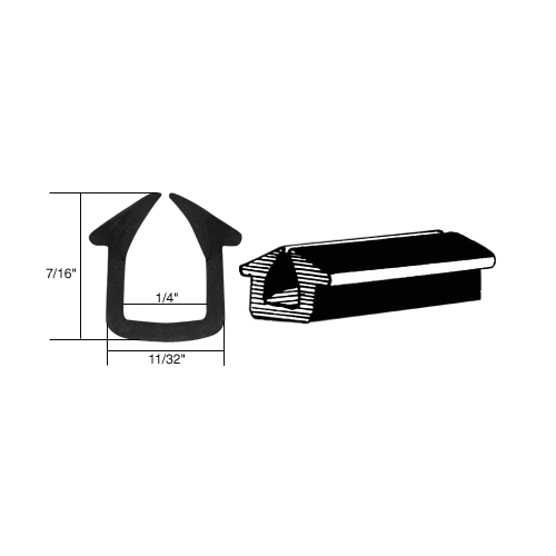 CRL AV539 Rubber Glazing Channel for 1/4" Material - 11/32" Base Width