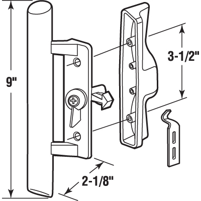 CRL C1194 Wood/White Internal Lock Handle Set 3-1/2" Screw Holes