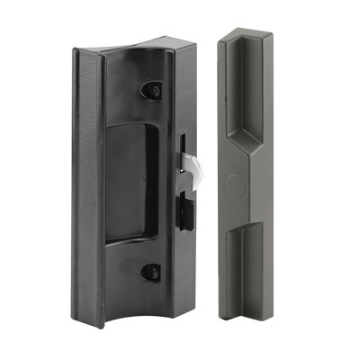 CRL C1216 Black Sliding Glass Door Handle Surface Mount with Hook Latch