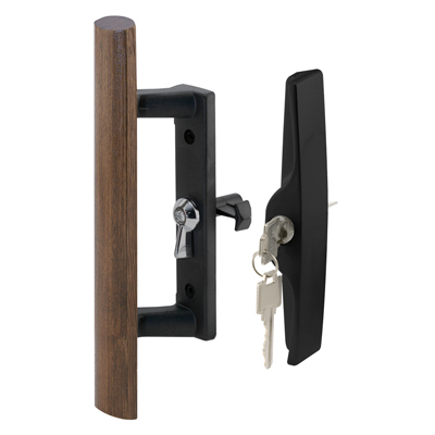 CRL C1241 Wood/Black Internal Keyed Lock Handle Set 3-1/2" Screw Holes