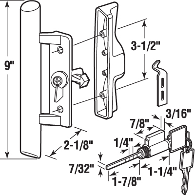 CRL C1241 Wood/Black Internal Keyed Lock Handle Set 3-1/2" Screw Holes