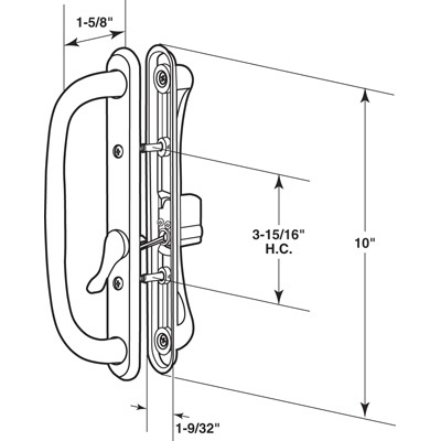 CRL C1289 White 10" Keyed Mortise - Style Handle 3-15/16" Screw Holes