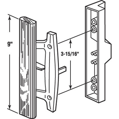 CRL C1315 White Sliding Glass Door Handle - Unkeyed