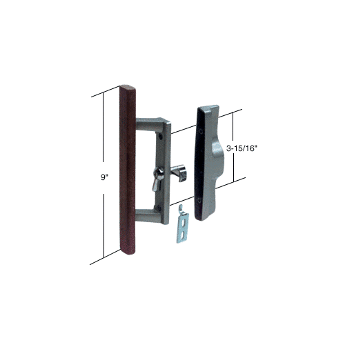 CRL C1018 Wood/Aluminum Non-Keyed Internal Lock Sliding Glass Door Handle Set with 3-15/16" Screw Holes for Viking Doors