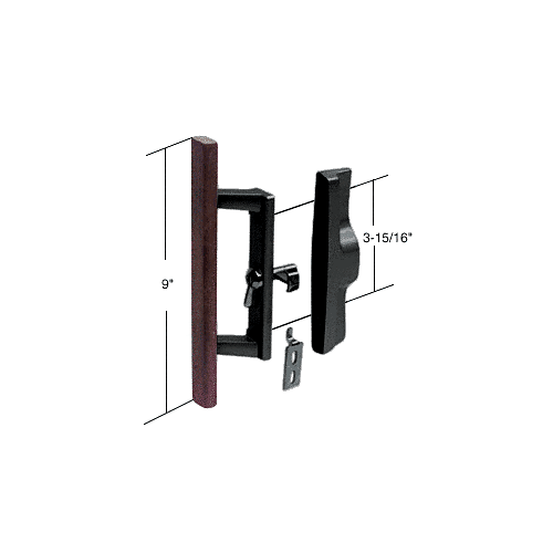 CRL C1064 Wood/Aluminum Keyed Internal Lock Sliding Glass Door Handle Set with 3-15/16" Screw Holes for Viking Doors