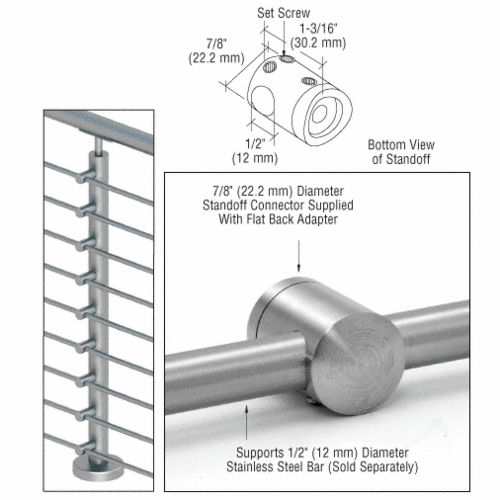 CRL CBR8PS 316 Polished Stainless Center Standoff Connector (Flat Back)