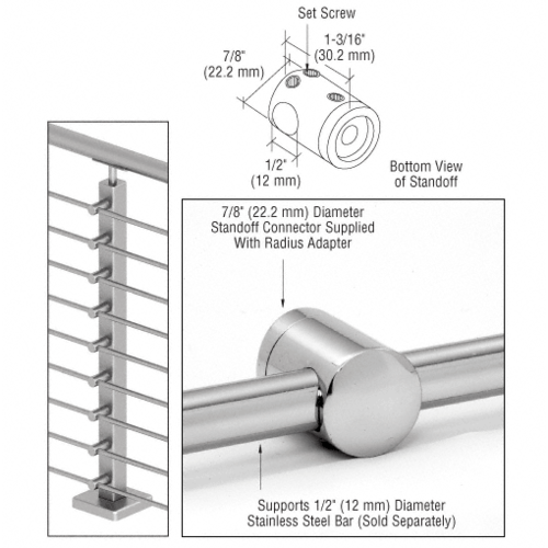 CRL CBR8PS 316 Polished Stainless Center Standoff Connector (Flat Back)