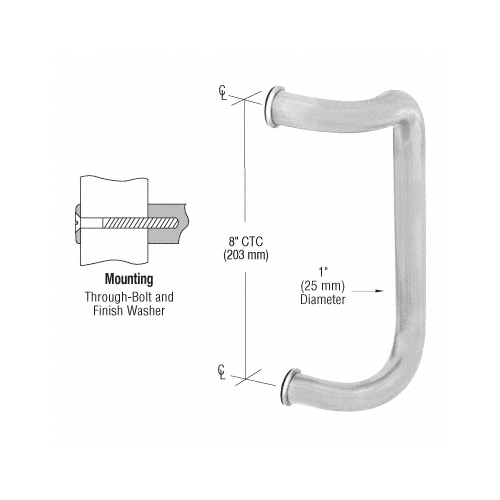 CRL CD8BS Brushed Stainless 8" Single Offset Door Pull