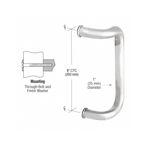 CRL CD8BS Brushed Stainless 8" Single Offset Door Pull