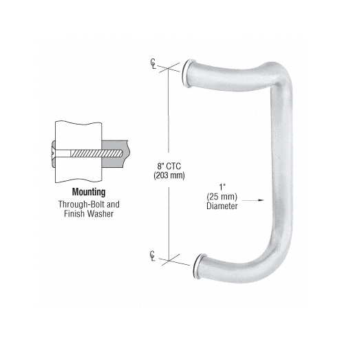 CRL CD8BS Brushed Stainless 8" Single Offset Door Pull