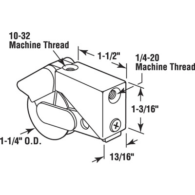 CRL D1532B 1-1/4" Steel Sliding Glass Door Roller with 3/4" Wide Housing for Fleetwood & Fullview Doors Bulk - pack of 10