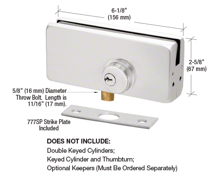 CRL AMR215A Satin Anodized AMR215 Series Patch Lock