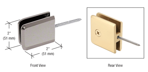 CRL BGC186PN Polished Nickel Square Beveled Wall Mount Movable Transom Clamp