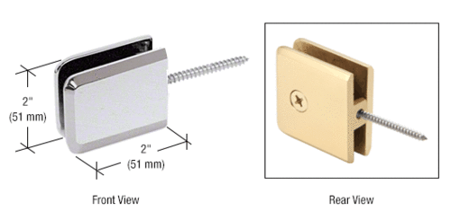 CRL BGC186PN Polished Nickel Square Beveled Wall Mount Movable Transom Clamp