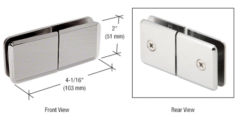 CRL BGC188BSC Brushed Satin Chrome Square Beveled 180 degree Glass-to-Glass Movable Transom Clamp