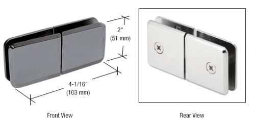 CRL BGC188BSC Brushed Satin Chrome Square Beveled 180 degree Glass-to-Glass Movable Transom Clamp