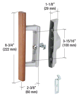 CRL C1018 Wood/Aluminum Non-Keyed Internal Lock Sliding Glass Door Handle Set with 3-15/16" Screw Holes for Viking Doors