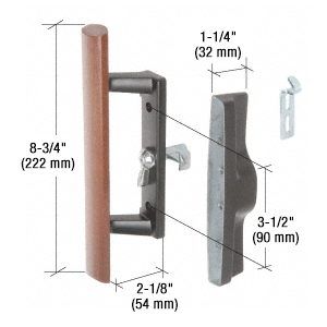 CRL C1095 Wood/Black Internal Lock Handle Set 3-1/2" Screw Holes