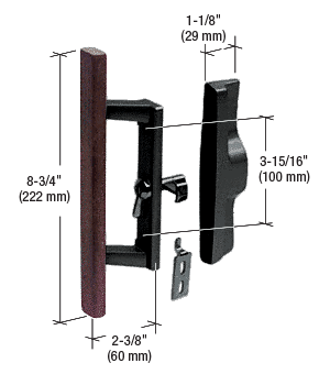 CRL C1064 Wood/Aluminum Keyed Internal Lock Sliding Glass Door Handle Set with 3-15/16" Screw Holes for Viking Doors