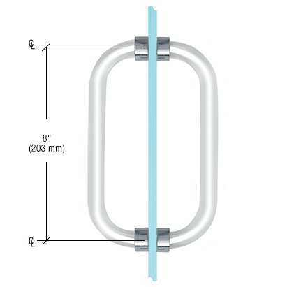 CRL CAP8X8CH 8" Acrylic Smooth Back-to-Back Shower Door Pull Handle with Chrome Rings