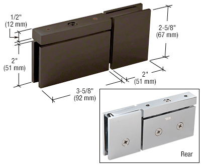 CRL CAR07BN Brushed Nickel Cardiff Top or Bottom Mount Pivot with Attached U-Clamp Hinge