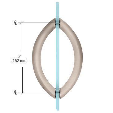 CRL CSH6X6SC Satin Chrome 6" Crescent Style Back-to-Back Pull Handles Without Metal Washers
