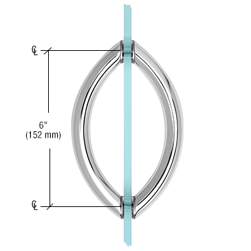 CRL CSH6X6SC Satin Chrome 6" Crescent Style Back-to-Back Pull Handles Without Metal Washers