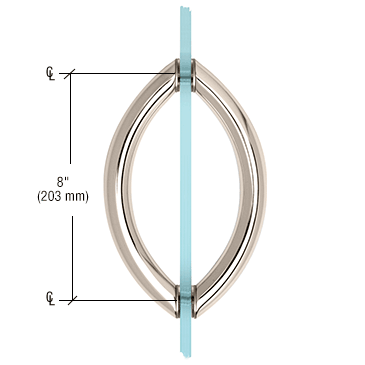 CRL CSH8X8BR Polished Brass 8" Crescent Style Back-to-Back Pull Handles Without Metal Washers