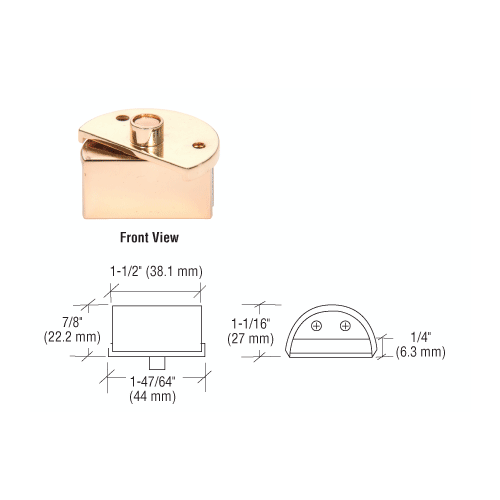 CRL EH234 Brass Showcase Pivot Hinges for 3/16" Glass - pack of 2