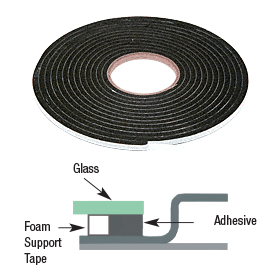 CRL FC250R Single-Sided Adhesive Windshield Support Foam Tape - 1/4" x 16'