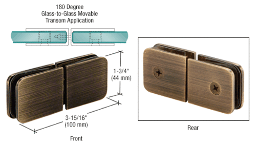 CRL GCB188ABRZ Antique Bronze Traditional Movable Glass-To-Glass Transom Glass Clamp