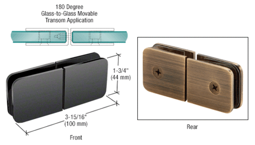 CRL GCB188ABRZ Antique Bronze Traditional Movable Glass-To-Glass Transom Glass Clamp