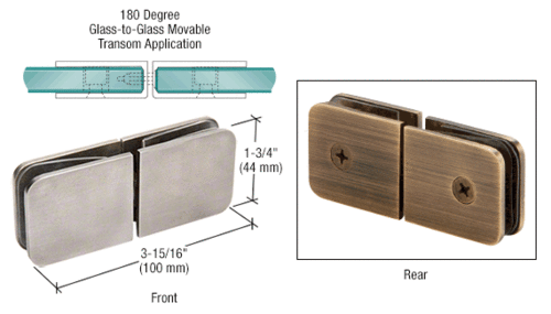 CRL GCB188ABN Antique Brushed Nickel Traditional Movable Glass-To-Glass Transom Glass Clamp