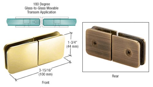 CRL GCB188ABRZ Antique Bronze Traditional Movable Glass-To-Glass Transom Glass Clamp