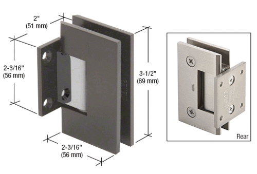 CRL GEN074ABN Antique Brushed Nickel Geneva 074 Series Wall Mount Short Back Plate Hinge