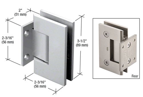 CRL GEN574SC Satin Chrome Geneva Series Wall Mount Short Back Plate Hinge With 5 Degree Pre-Set