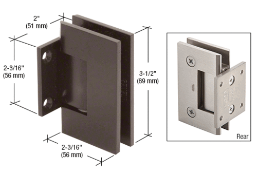 CRL GEN574SC Satin Chrome Geneva Series Wall Mount Short Back Plate Hinge With 5 Degree Pre-Set