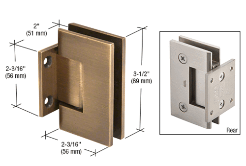 CRL GEN574SC Satin Chrome Geneva Series Wall Mount Short Back Plate Hinge With 5 Degree Pre-Set