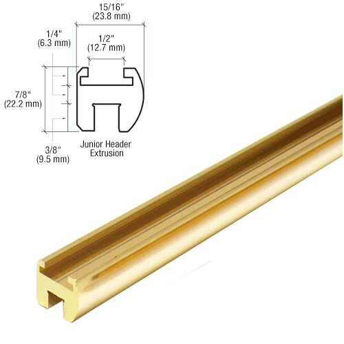 CRL HEADER06BR Polished Brass 98" Junior Frameless Shower Door Header Kit