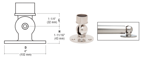 CRL HR20PFPS Polished Stainless Adjustable Flange for 2" Tubing